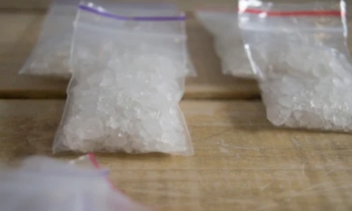 methylamphetamine drug in plastic baggies